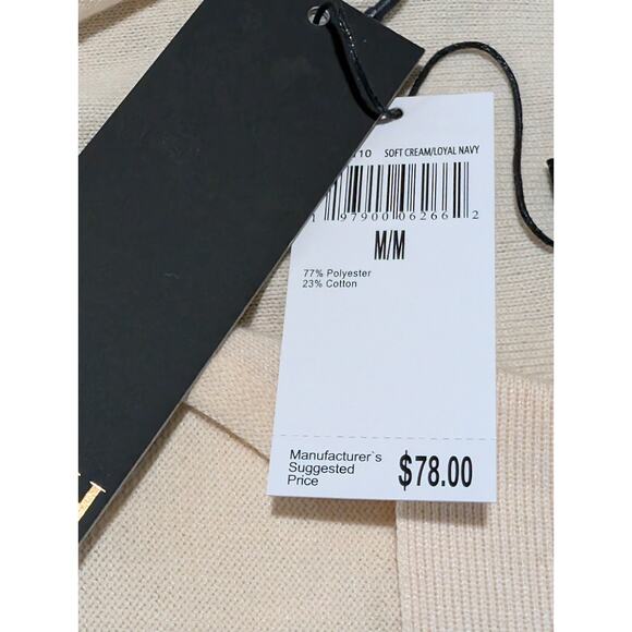 NEW Truth by Republic Sweater Ivory Blue Stripes Women's Size Medium Preppy NWT - Picture 10 of 16